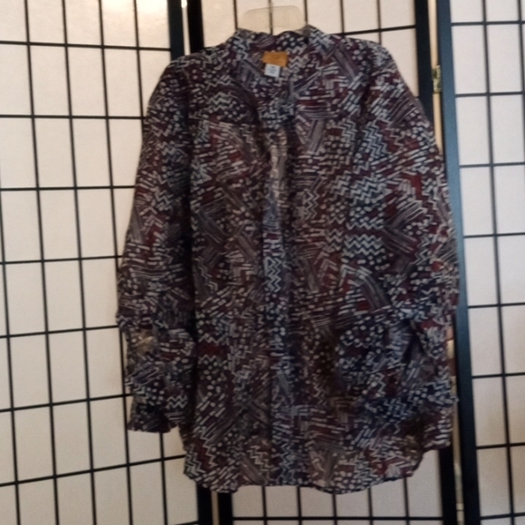 Ruby RD blouse size 24w in red and black and white geometric patterns worn once - Picture 1 of 5